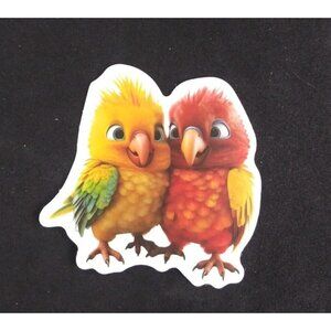 10/$10 Adorable Baby Animal Twins Parrots Sticker 2.25" x 2.18" (F)